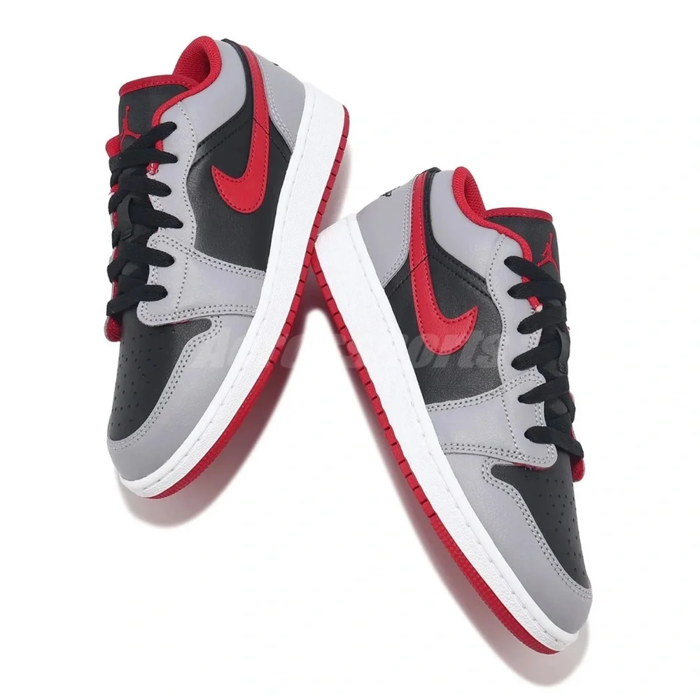 NIKE AIR JORDAN 1 Low GS Boys Sneakers Black Red Grey Kids Shoes